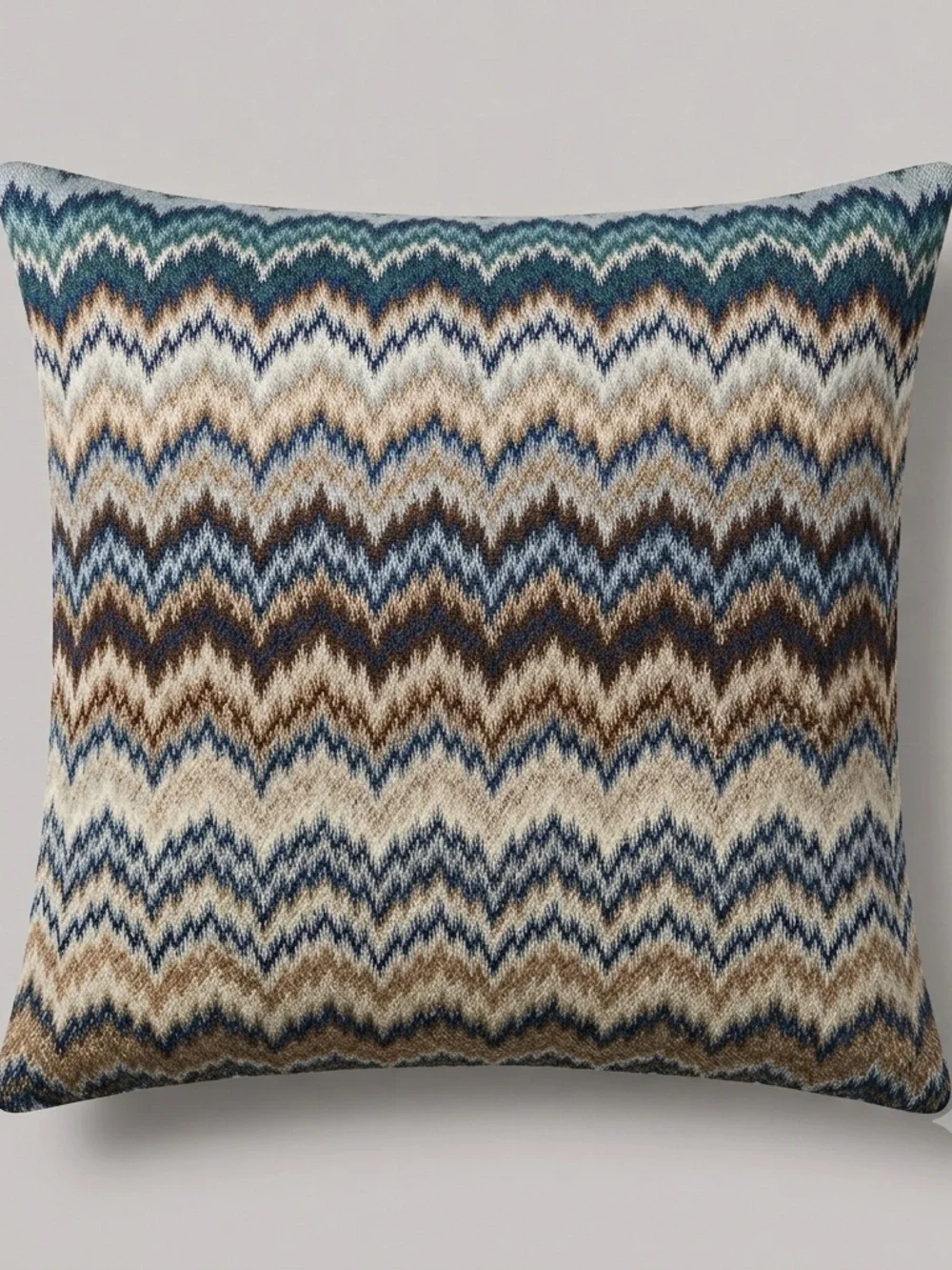 Missoni Jarris Cushion 16 Inch Blue Zigzag Throw Pillow 16x16